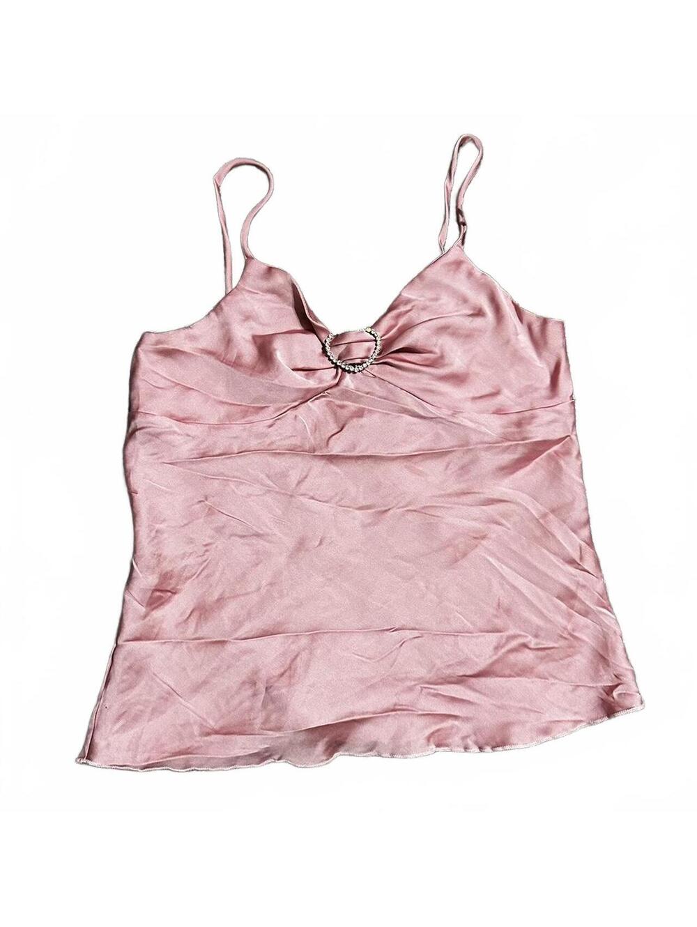 Y2K Silky Cami With Heart Embellishment Size L